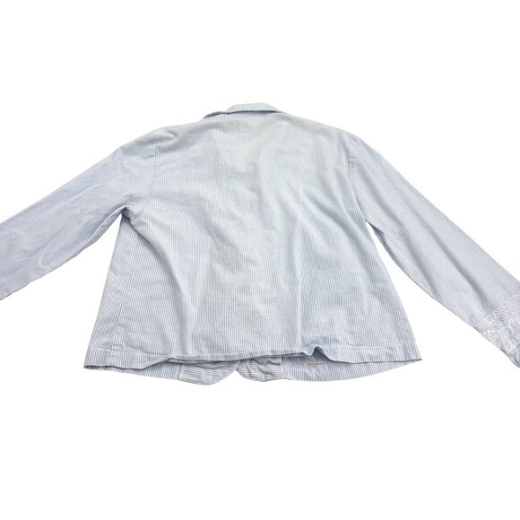 Saint Germain Paris Blue Striped Embroidered Cotton Jacket XSmall Made In USA - Picture 4 of 4